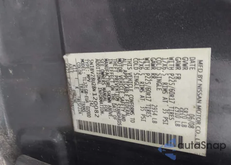 2008 Nissan Quest 3.5 Se z USA, uszkodzony, nr VIN 5N1BV28U28N120082